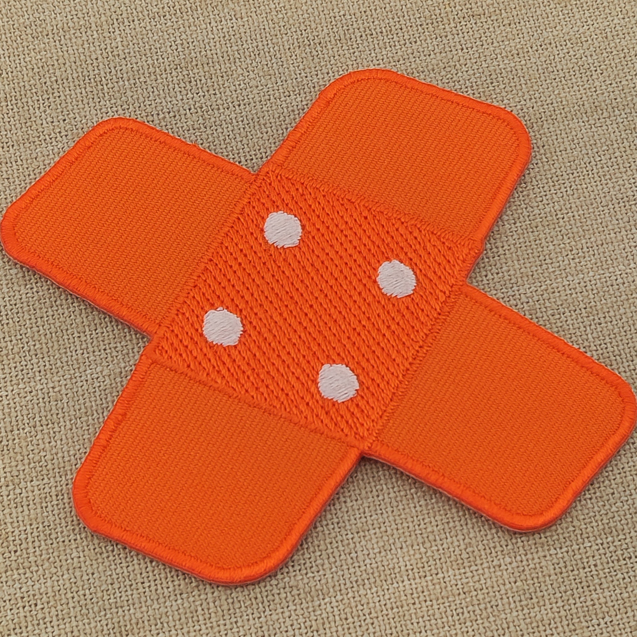 #bg09 Plaster Orange Trouser Plaster Patch Iron-On Application Patch Size 7.5 x 7.0 cm