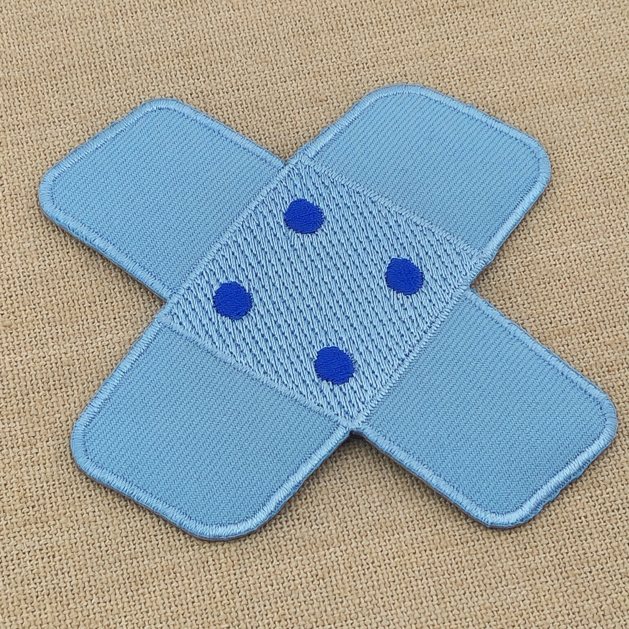 #bg08 Pflaster Blau Hellblau Hosenpflaster Flicken Aufnäher Bügelbild Applikation Patch Größe 7,3 x 7,3 cm - 0