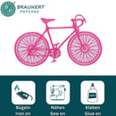 #aa43 Besticktes Rennrad Rosa Fahrrad Aufnäher Bügelbild Applikation Größe 8,5 x 5,1 cm-2