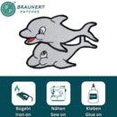 #aa51 Delfin Grau Kinder Aufnäher Bügelbild Applikation Patch Größe 7,5 x 5,1 cm-2