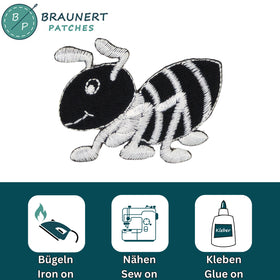 #aa46 Baby Ameise Schwarz Aufnäher Bügelbild Applikation Patch Größe 5,5 x 4,8 cm - 0