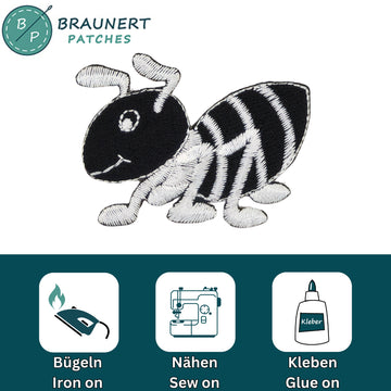 #aa46 Baby Ameise Schwarz Aufnäher Bügelbild Applikation Patch Größe 5,5 x 4,8 cm - 0