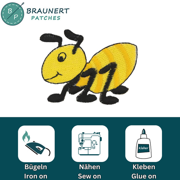 #aa47 Baby Ameise Gelb Aufnäher Bügelbild Applikation Patch Größe 5,5 x 4,8 cm
