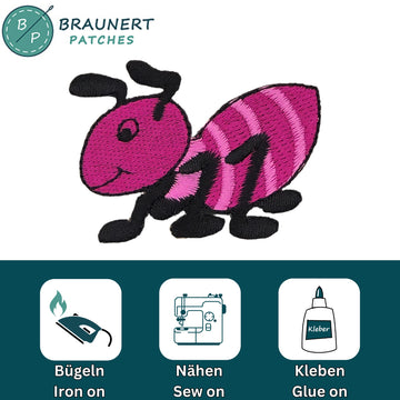 #aa48 Baby Ameise Lila Aufnäher Bügelbild Applikation Patch Größe 5,5 x 4,8 cm - 0
