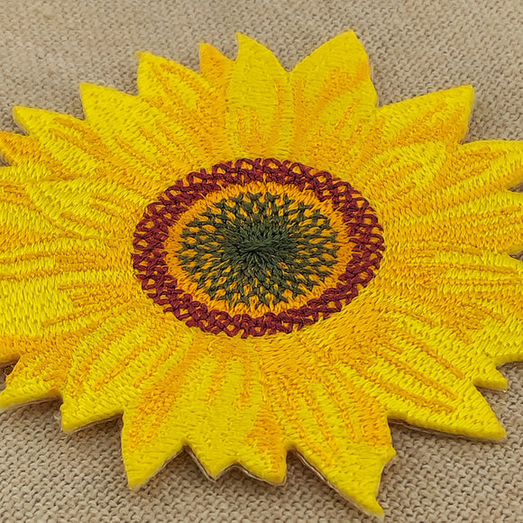 #ah83 Sonnenblume Blüte Aufnäher Patch Applikation Bügelbild Größe 6,5 x 6,5 cm