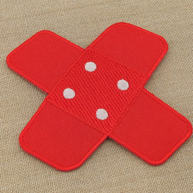 #ah94 Plaster Red Trouser Plaster Patch Iron-On Application Patch Size 7.5 x 7.0 cm - 0