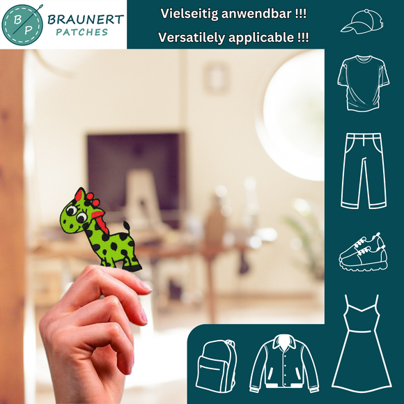 #aa38 Giraffe Grün Kinder Aufnäher Bügelbild Applikation Patch Größe 5,5 x 7,8 cm