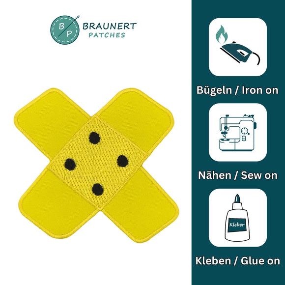 #ah92 Pflaster Gelb Hosenpflaster Flicken Aufnäher Bügelbild Applikation Patch Größe 7,3 x 7,3 cm