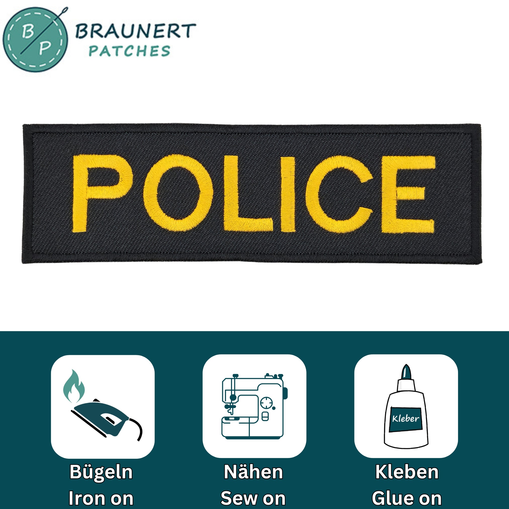 #ac30 Police Abzeichen Security Aufnäher USA Patch Applikation Bügelbild Karneval Fasching Kostüm Größe 12,7 x 3,9 cm