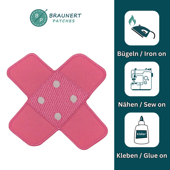 #bg07 Pflaster Rosa Pink Hosenpflaster Flicken Aufnäher Bügelbild Applikation Patch Größe 7,3 x 7,3 cm