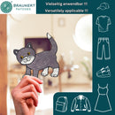 #aa92 Graue Katze Aufnäher Bügelbild Applikation Flicken Patch Größe 8,0 x 8,6 cm-3