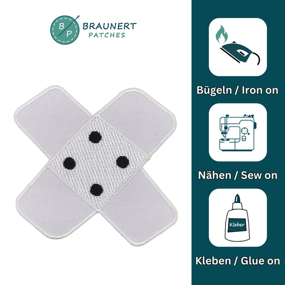 #ah91 Pflaster Weiß Hosenpflaster Flicken Aufnäher Bügelbild Applikation Patch Größe 7,3 x 7,3 cm