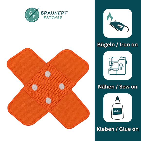 #bg09 Pflaster Orange Hosenpflaster Flicken Aufnäher Bügelbild Applikation Patch Größe 7,3 x 7,3 cm
