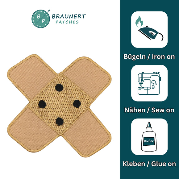 #bg06 Pflaster Beige Braun Hosenpflaster Flicken Aufnäher Bügelbild Applikation Patch Größe 7,3 x 7,3 cm
