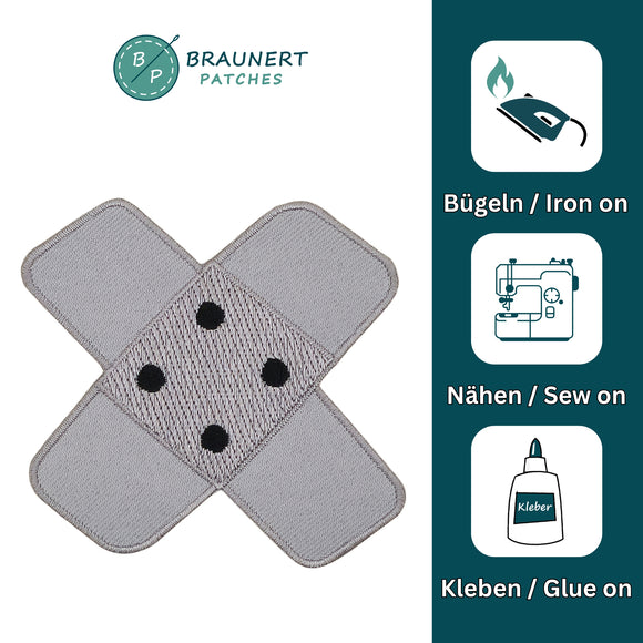 #ah97 Pflaster Grau Hosenpflaster Flicken Aufnäher Bügelbild Applikation Patch Größe 7,3 x 7,3 cm