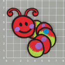 #aa56 Baby Raupe Rot Wurm Aufnäher Bügelbild Applikation Patch Größe 7,0 x 6,7 cm-4