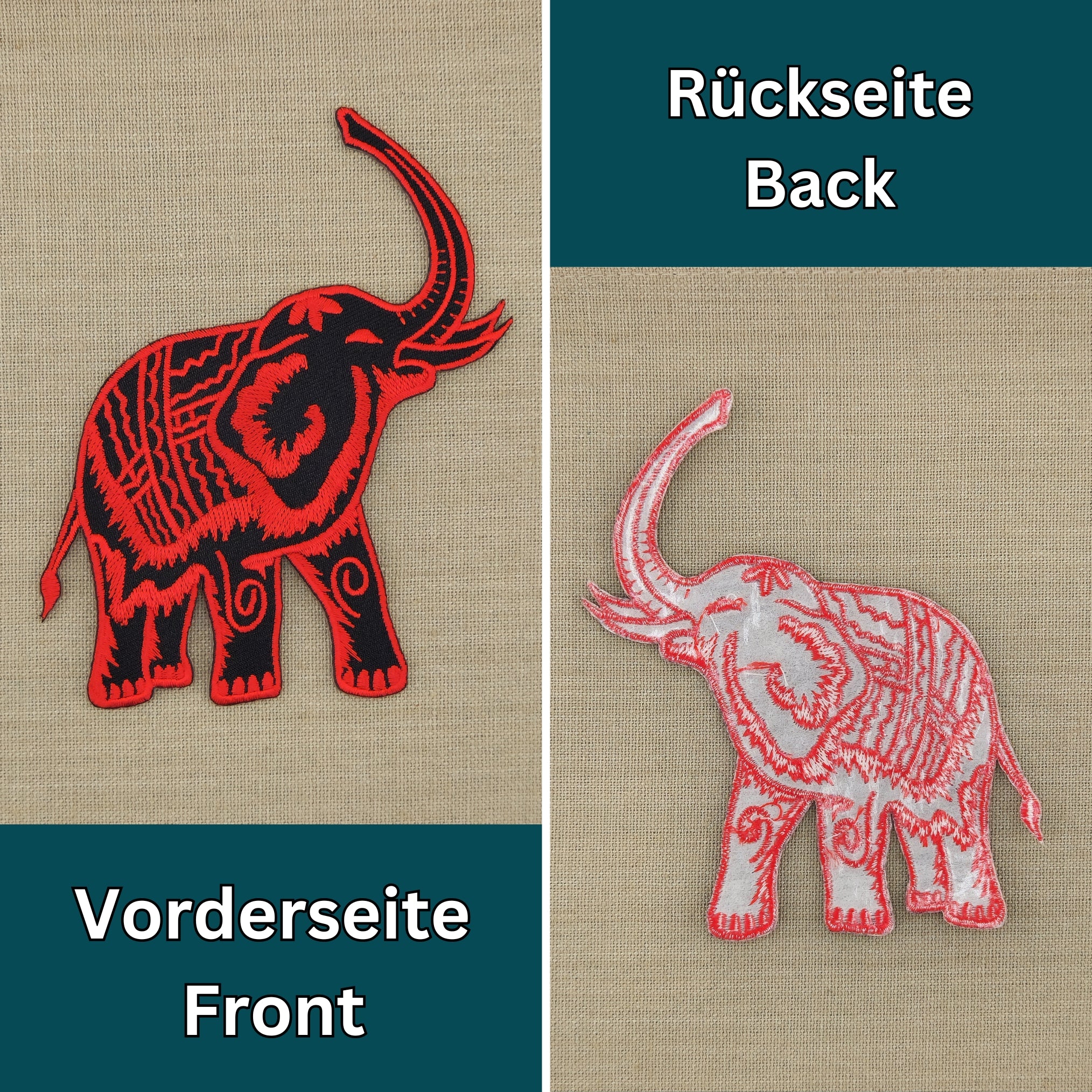 #aa34 Elefant Rot Aufnäher Bügelbild Applikation Patch Größe 8,2 x 9,7 cm