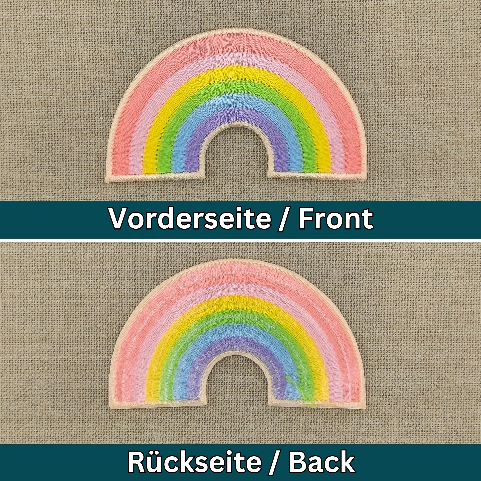 #bk90 Rosa Regenbogen Aufnäher Bügelbild Applikation Patch Größe 7,2 x 4,2 cm