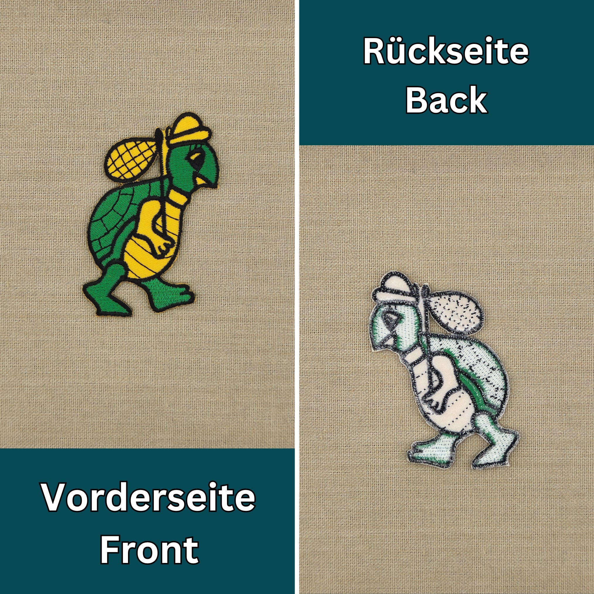 #aa53 Schildkröte Grün Aufnäher Bügelbild Applikation Patch Größe 4,8 x 8,4 cm