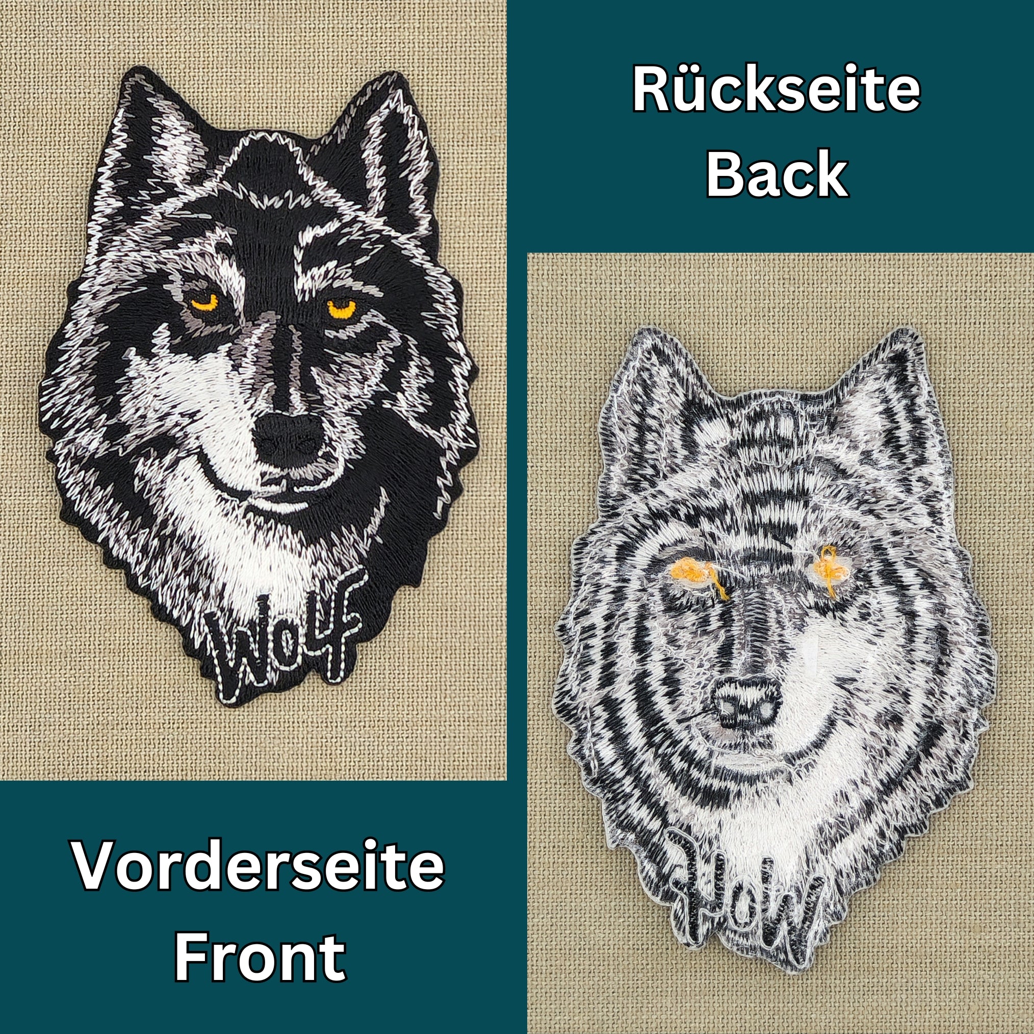 #ad71 Wolf Raubtier Biker Aufnäher Patch Applikation Bügelbild Flicken Größe 7,0 x 10,0 cm