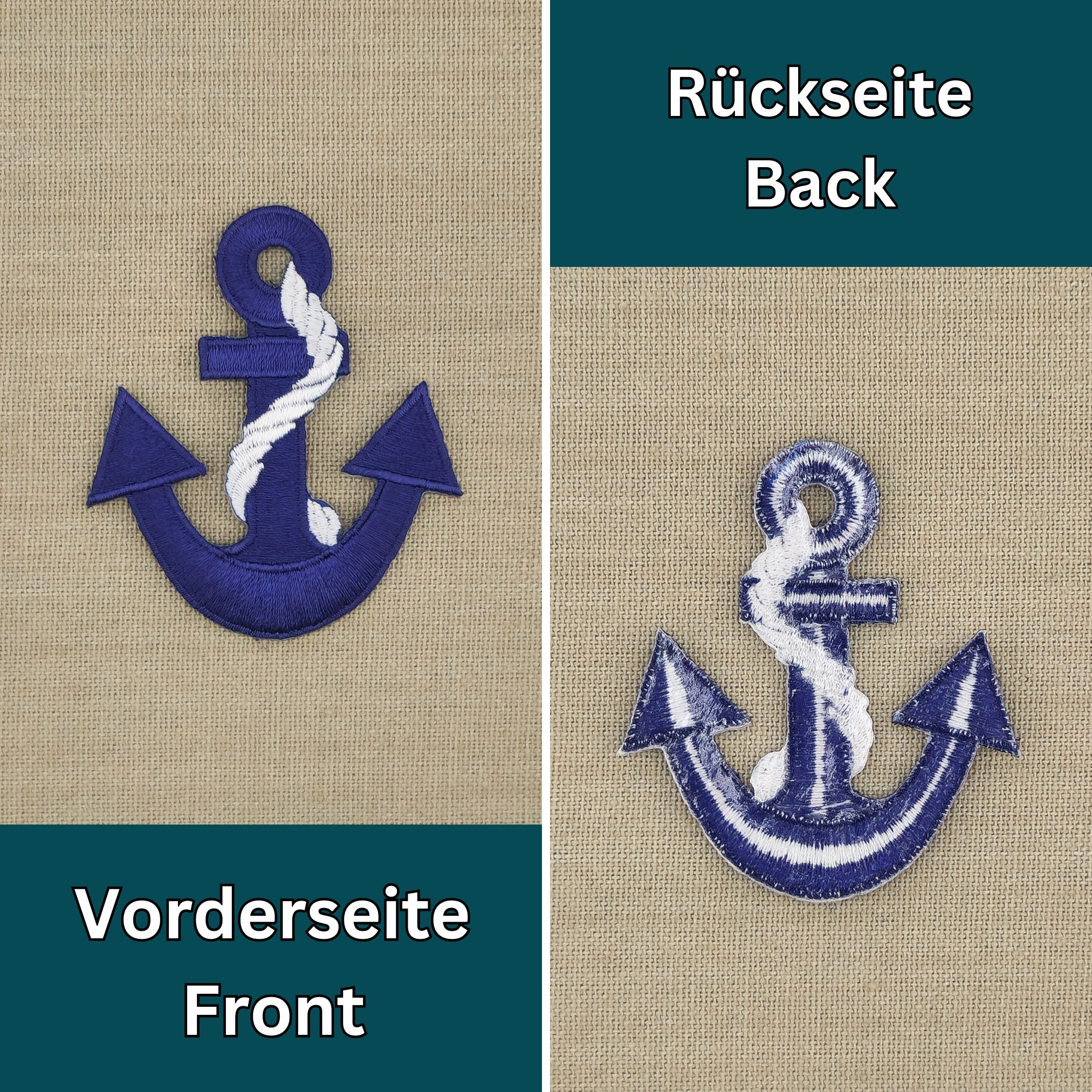 #af03 Anker Blau Rockabilly Schiffsanker Aufnäher Applikation Bügelbild Patch Größe 6,0 x 7,0 cm