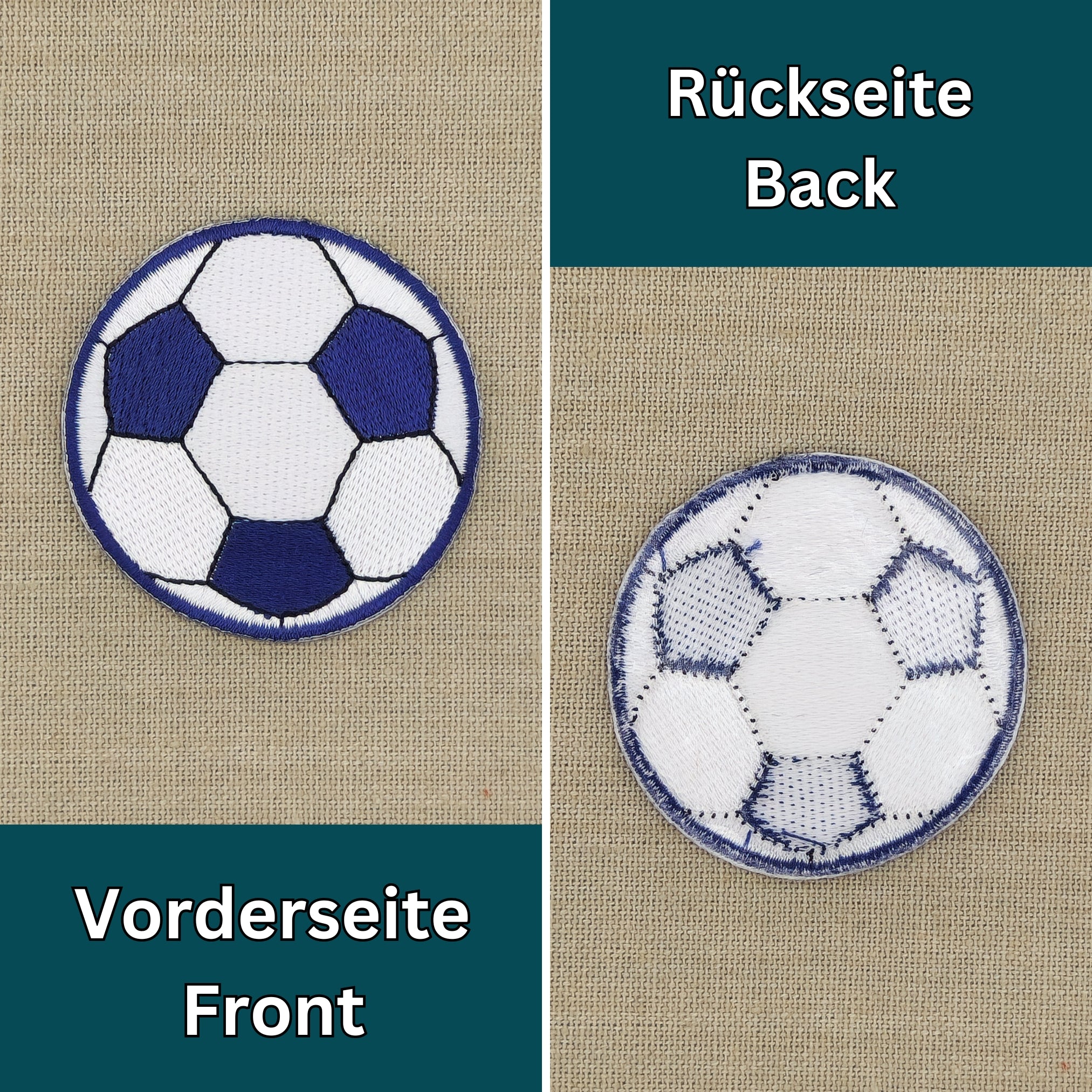 #ae40 Fußball Blau Weiß Ball Sport Aufnäher Applikation Bügelbild Flicken Patch Größe 5,3 x 5,3 cm