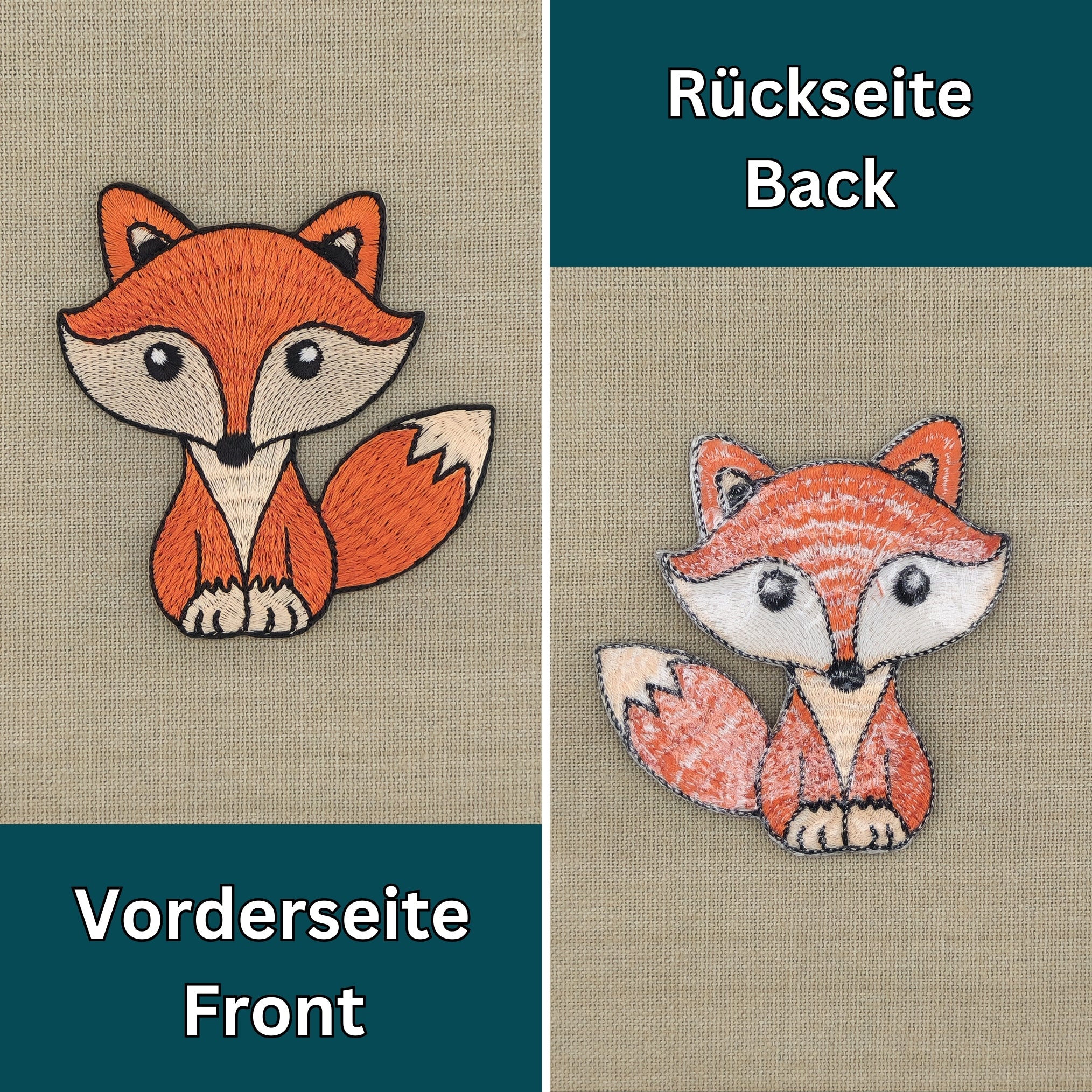 #aa17 Fuchs Orange Aufnäher Bügelbild Patch Applikation Größe 8,0 x 7,5 cm