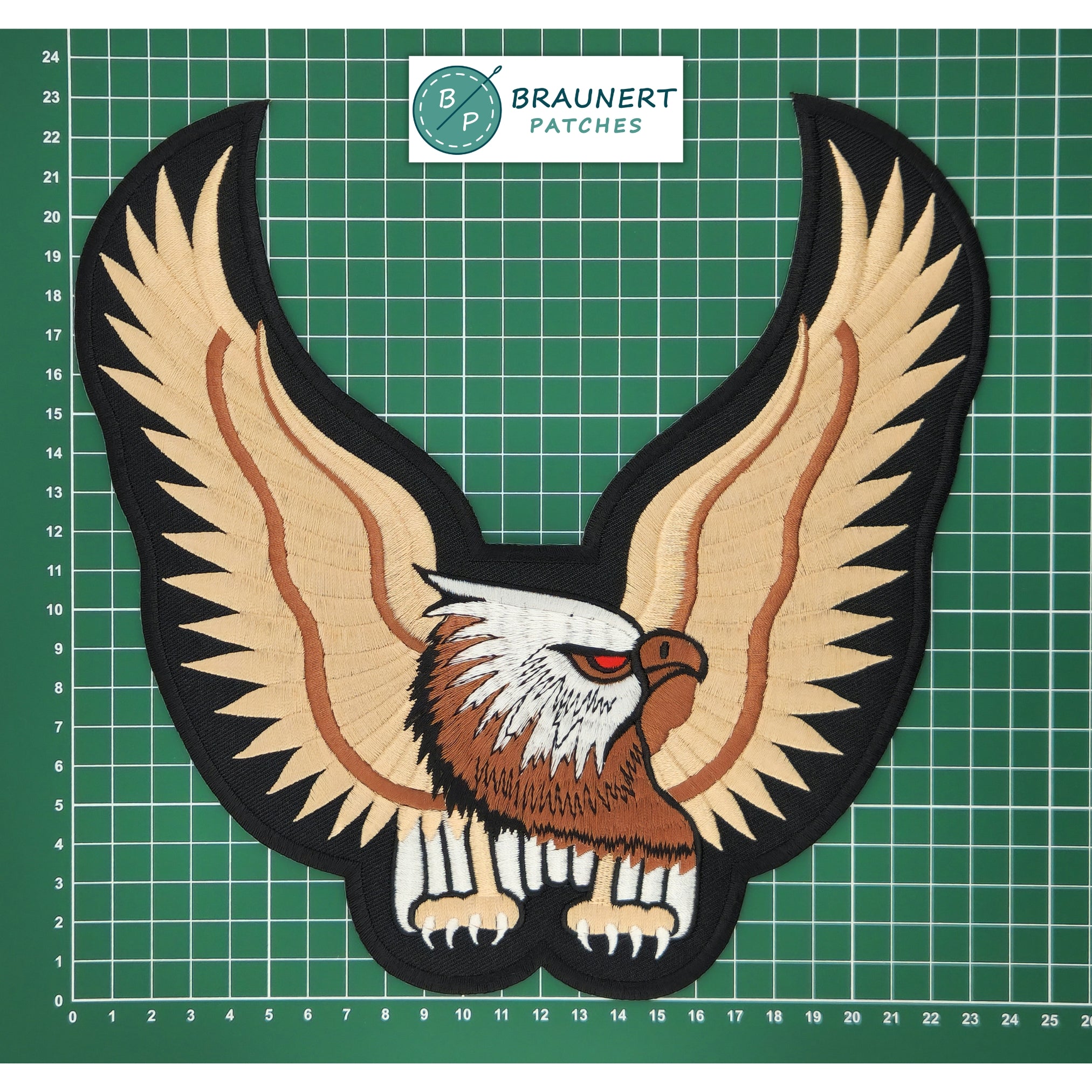 #Backpatch #14 Adler Braun XXL Biker Rückenaufnäher Back Patch Eagle Groß 24 x 24 cm