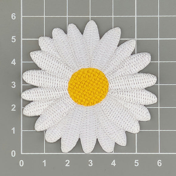 #ae45 Gänseblümchen Blume Blüte Weiß Aufnäher Bügelbild Applikation Patch Größe 6,0 x 6,0 cm