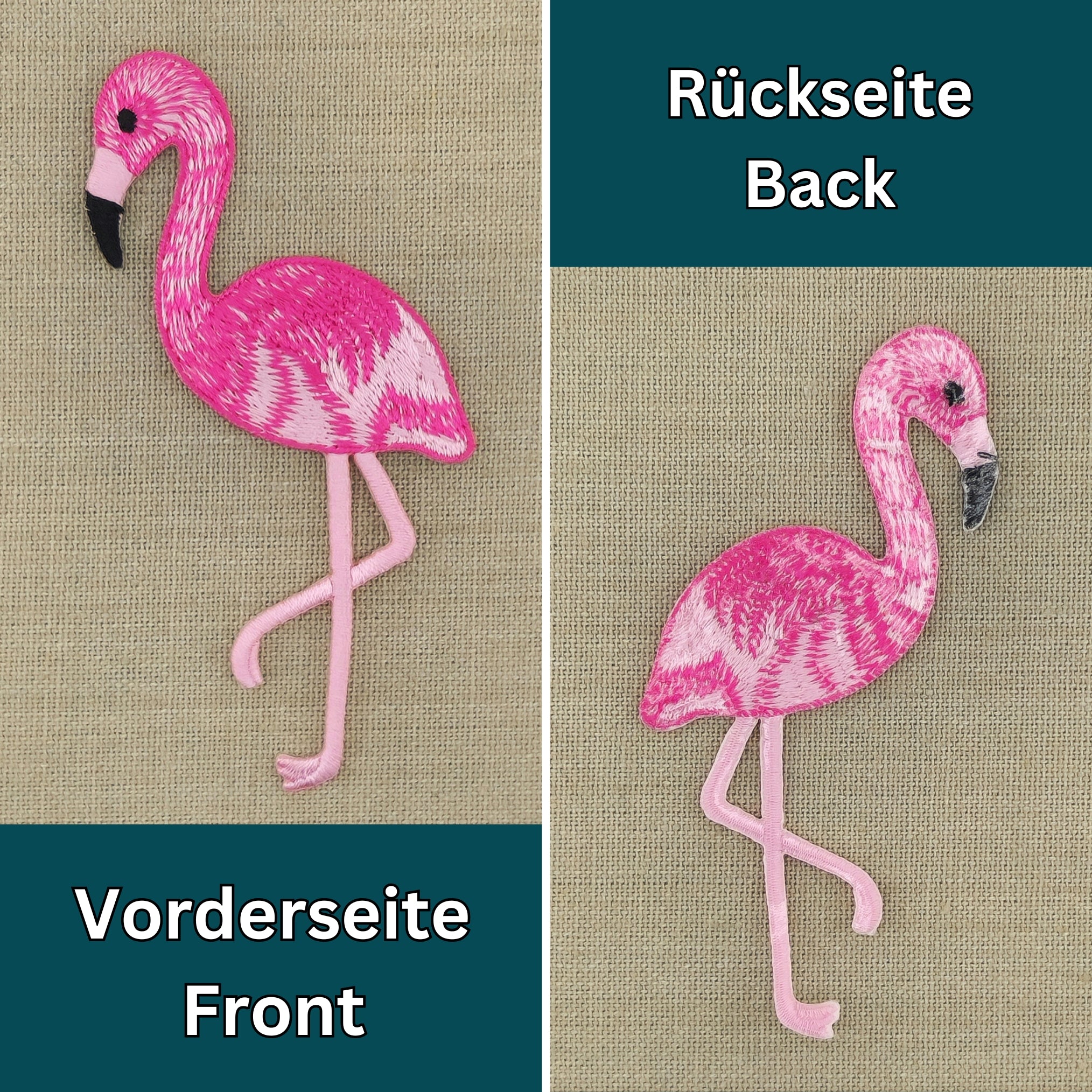 #ad06 Flamingo Pink Bird Animal Patch Iron-On Zoo Application Size 4.6 x 10.2 cm