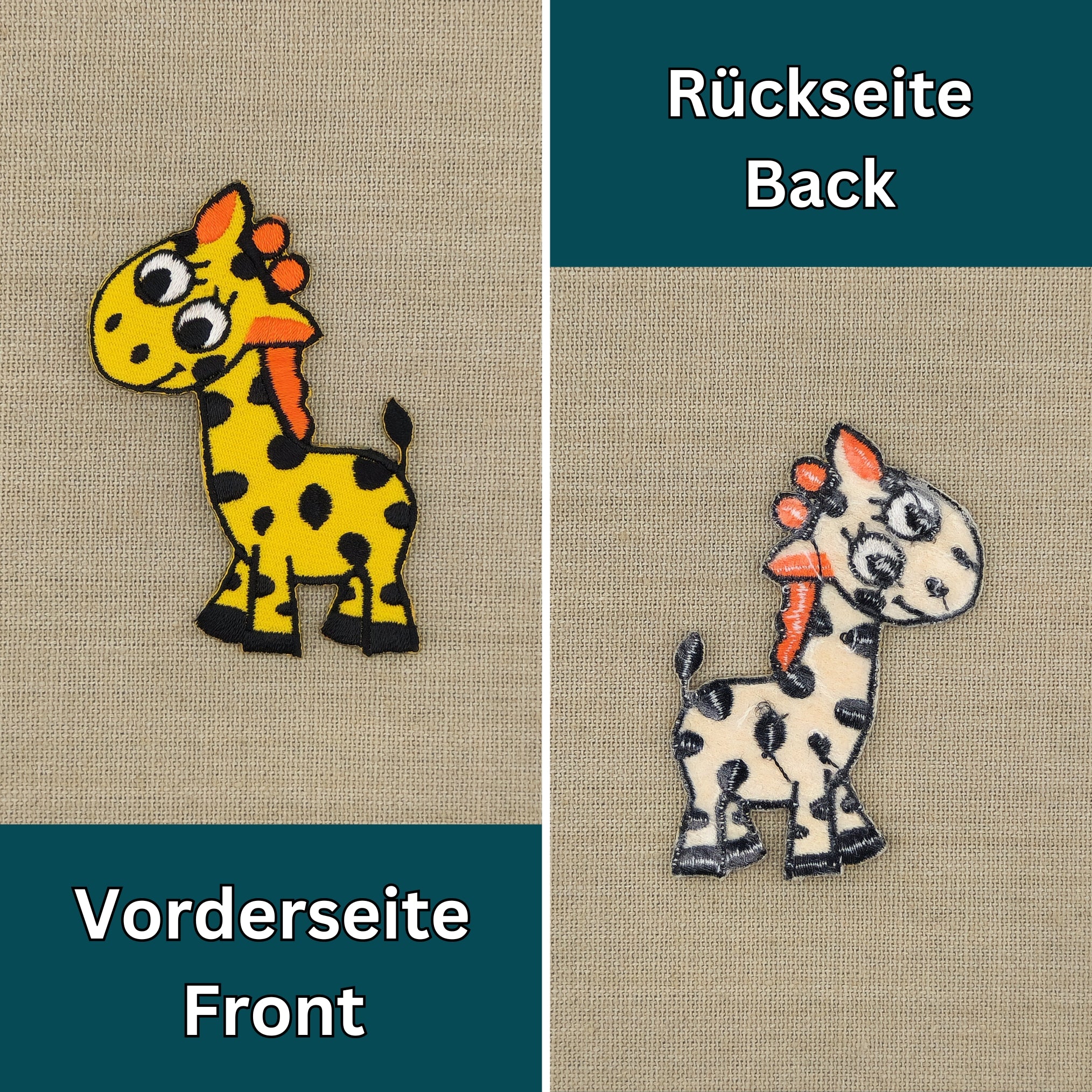 #aa40 Giraffe Gelb Kinder Aufnäher Bügelbild Applikation Patch Größe 5,5 x 7,8 cm