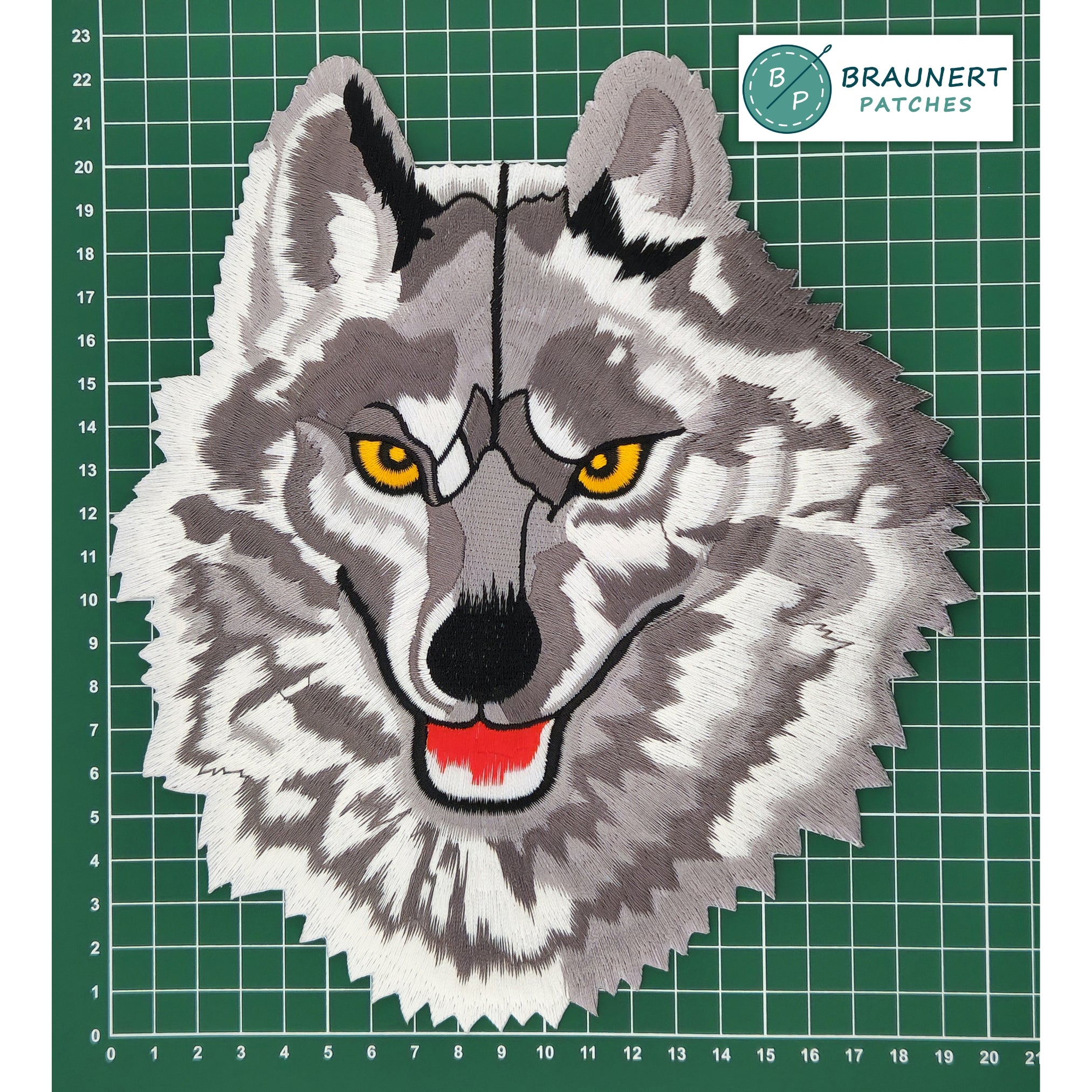 #Backpatch #01 Wolf Grau Rückenaufnäher Back Patch Groß 20 x 22 cm