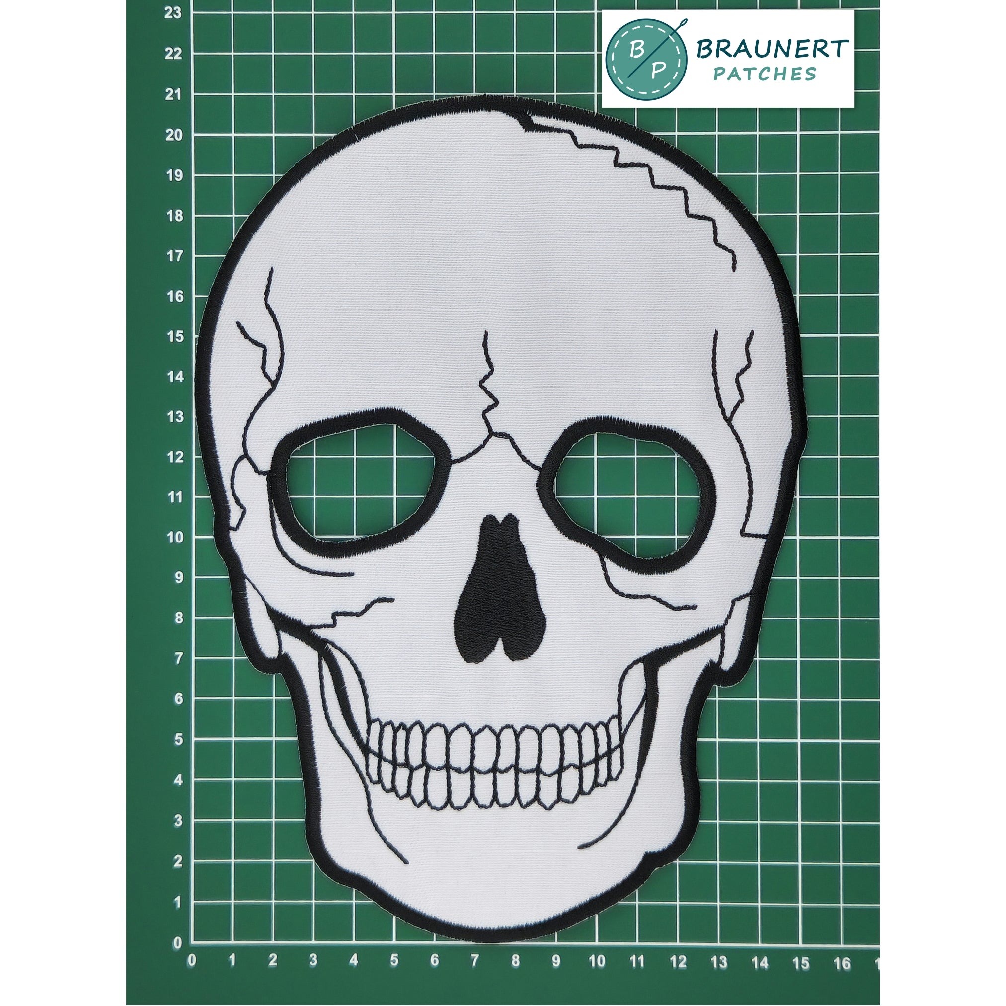 #Backpatch #46 Weißer Totenkopf Schädel Biker Rückenaufnäher Back Patch Größe 15,5 x 21 cm