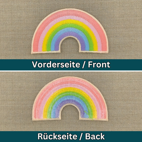 Regenbogen Aufnäher Vorderseite und Rückseite