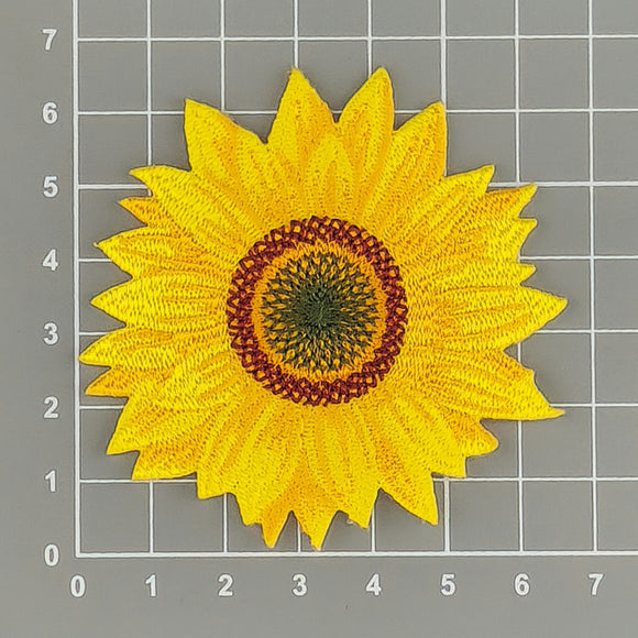 #ah83 Sonnenblume Blüte Aufnäher Patch Applikation Bügelbild Größe 6,5 x 6,5 cm