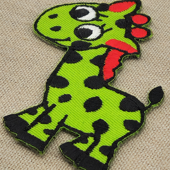 #aa38 Giraffe Grün Kinder Aufnäher Bügelbild Applikation Patch Größe 5,5 x 7,8 cm