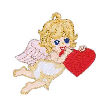 Engel mit Herz Aufnäher zum aufbügeln Größe 6,8 x 7,2 cm