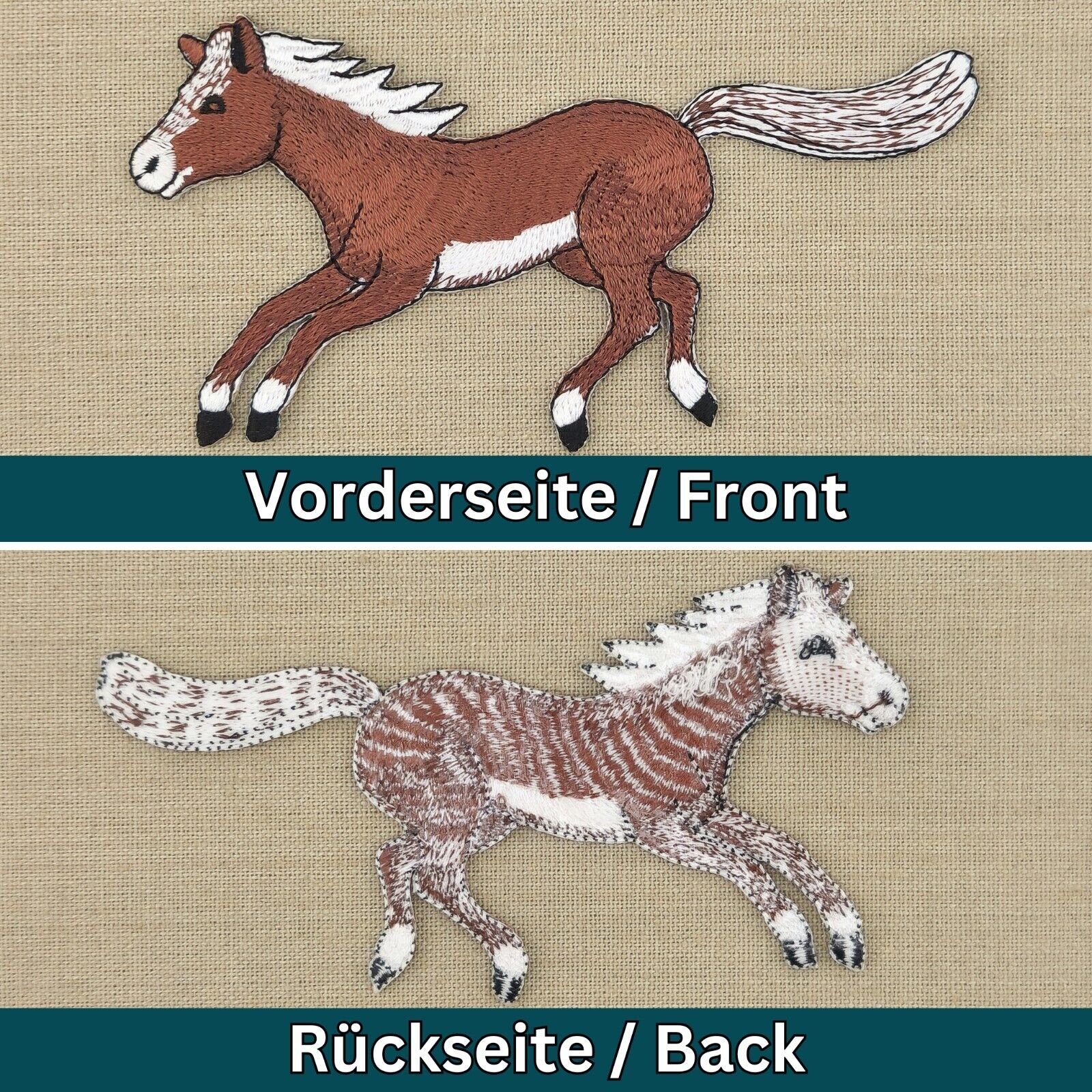 ab89★Pferd Pony Stute Aufnäher aufbügeln Bügelbild Bügelpatch Patch 13,2 x 6,8cm