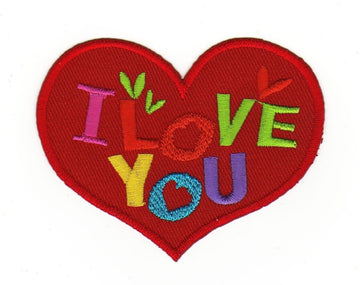 af89★I Love You Herz Rot Aufnäher Bügelbild Applikation Patch Flicken 6 x 7,6 cm