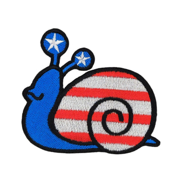 an72★Schnecke USA Flagge Aufnäher zum aufbügeln Bügelbild Patch 6,7 x 6,2 cm