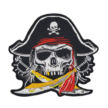 am19★Totenkopf Pirat Säbel Aufnäher zum aufbügeln Bügelbild Patch 9,5 x 8,7 cm