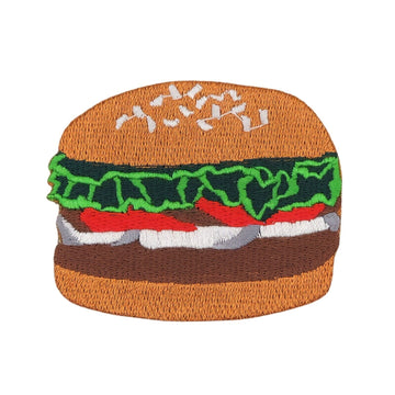 an79★Burger Gestickt Aufnäher Bügelbild Patch Hamburger Applikation 6,8 x 5,5 cm