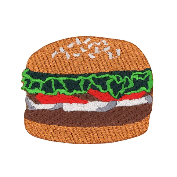 an79★Burger Gestickt Aufnäher Bügelbild Patch Hamburger Applikation 6,8 x 5,5 cm