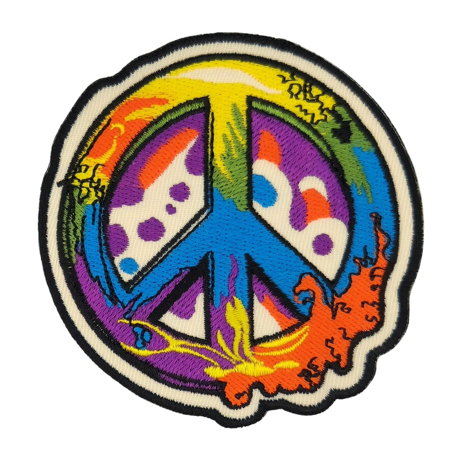 au95★Peace Zeichen Frieden Aufnäher Bunt aufbügeln Bügel Bild Patch 8,1 x 8,3 cm