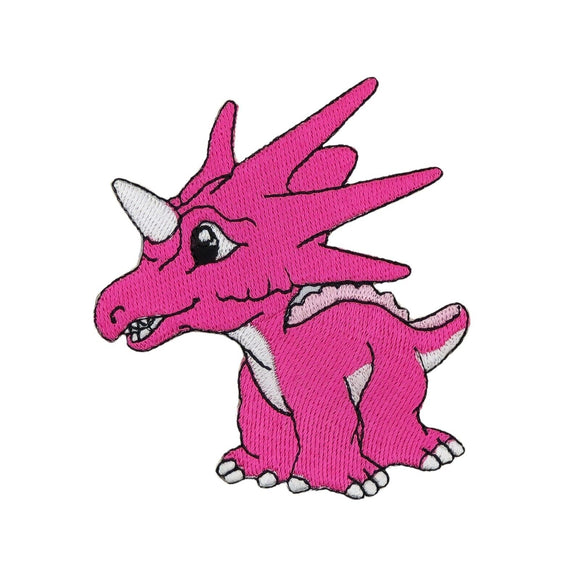 bb66★Dino Baby Pink Aufnäher aufbügeln Dinosaurier Bügel Bild Patch 7,7 x 8,5 cm
