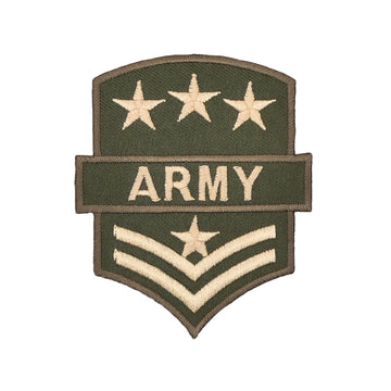ag27★Army Grün Stern Abzeichen Aufnäher aufbügeln Bügelbild Patch 6,4 x 7,8 cm
