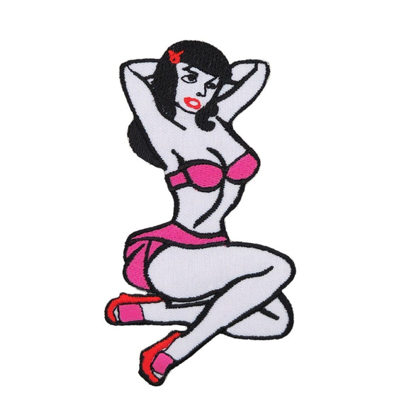 am60★Pin Up Girl Aufnäher Bügelbild Patch Model Bikini Rockabilly 6,1 x 11 cm