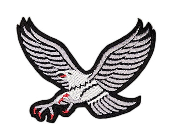 af60★Adler Grau Vogel Aufnäher zum aufbügeln Bügelbild Applikation Patch 8x6 cm