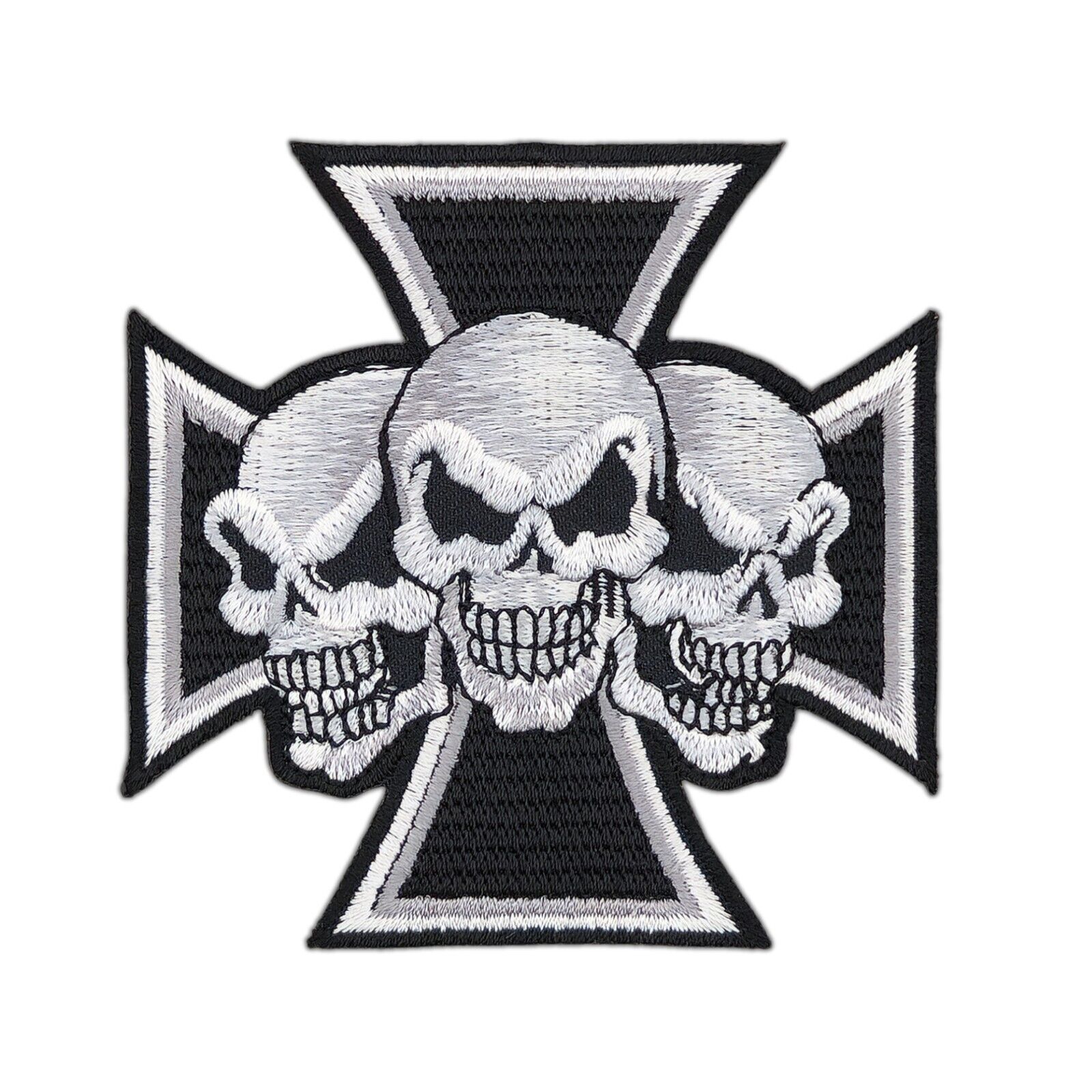 ak44★Totenkopf Biker Eisernes Kreuz Aufnäher Bügelbild Patch Flicken 8,5 x 8,5cm