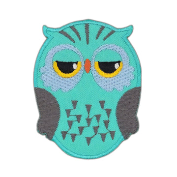 ak71★Eule Türkis Vogel Aufnäher aufbügeln Bügelbild Patch Flicken  5,3 x 6,7 cm